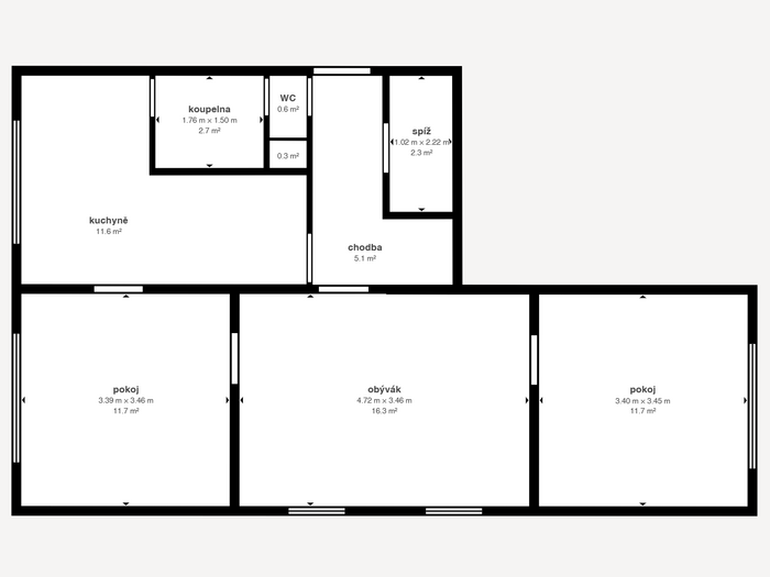 Prodej bytu 3+1, 69 m² — Sídl. Míru, Prachatice